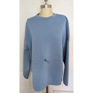 Sweaty Betty Size M Steel Blue Grace Toggle Waist Crewneck Oversized Sweatshirt